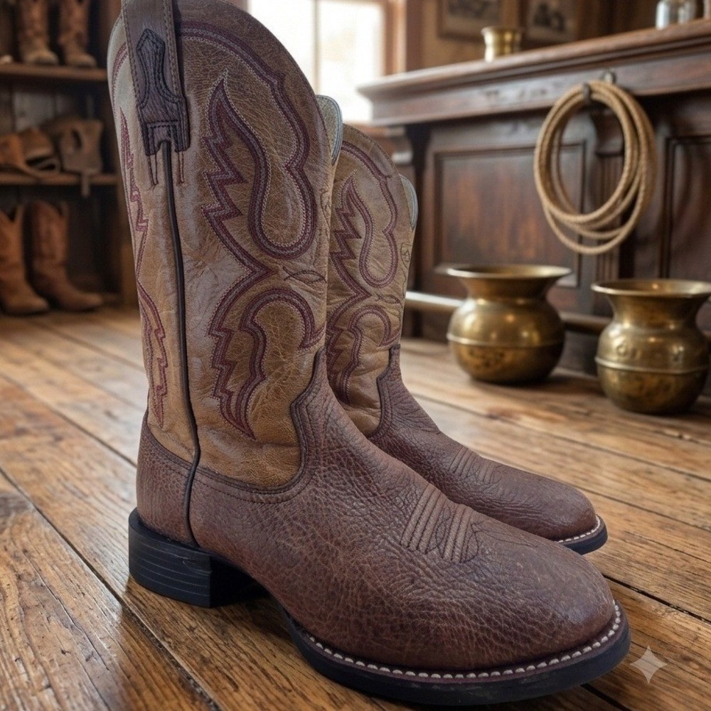 Ariat Mens Heritage Western Boots Brown Leather Square Toe 10005027 9 EE